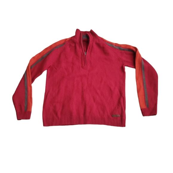 Merrell Mens red wool quarter zip sweater Size L - Picture 2 of 9